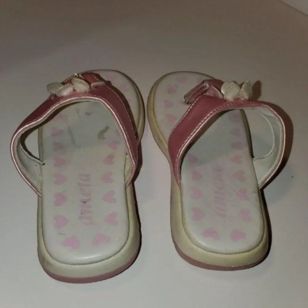Ameta Flip Flops Sandals Toddler Shoes Pink Flowers GIRLS YOUTH Size 6